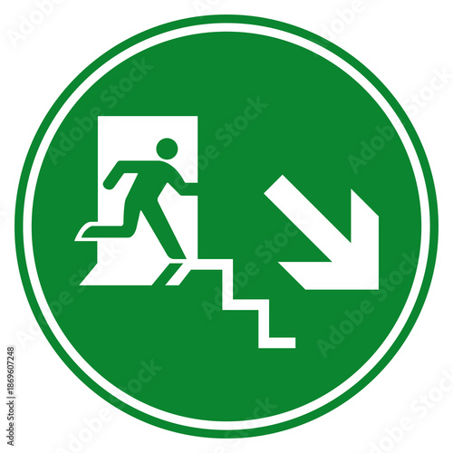 Exit Down Stair Symbol Sign, Vector Illustration, Isolate On White Background Label.EPS10