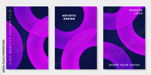 Abstract purple wireframe torus set on dark background for high tech book cover, modern corporate brochure layout or artistic poster design for creative event