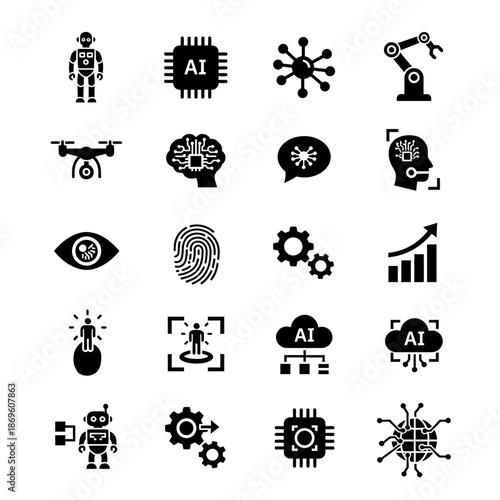 A professional set of black vector icons and silhouette symbols featuring design elements for web, Christmas, Halloween, heart, and angel illustrations for holiday sign decorations