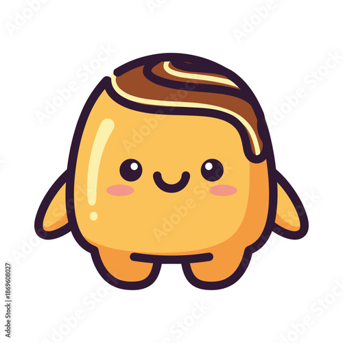 Adorable Cartoon Creme Brulee Character Illustration