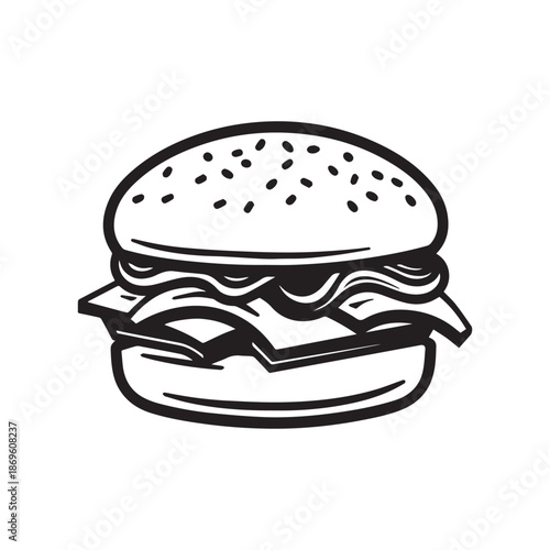  Burger Food icon white background vector design.