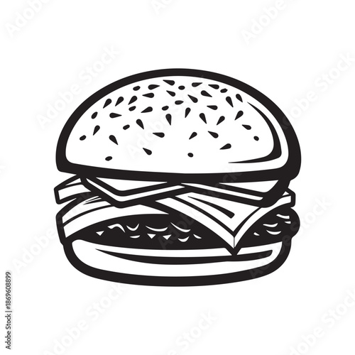  Burger Food icon white background vector design.