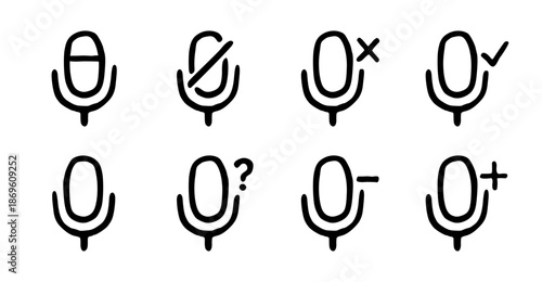 Microphone mute record icons doodle illustration
