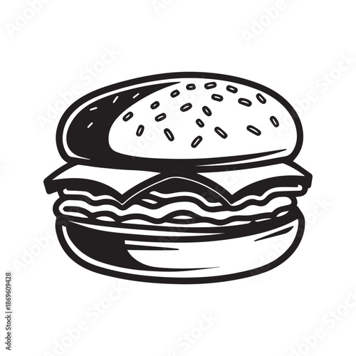  Burger Food icon white background vector design.