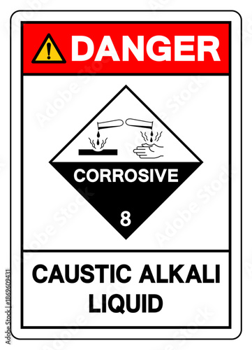 Danger Caustic Alkali Liquid Symbol Sign, Vector Illustration, Isolate On White Background, Label.EPS10
