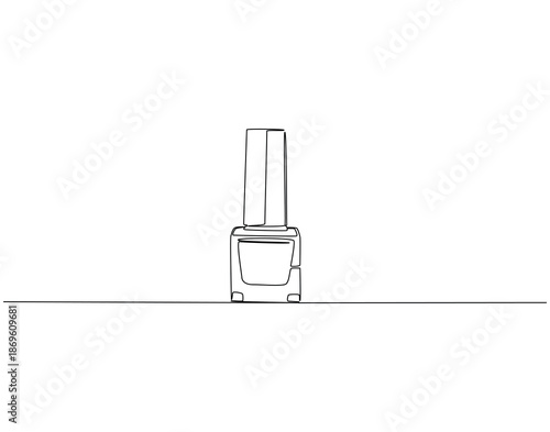 Continuous line drawing of nail polish bottle. Single line illustration of nail polish. Fashion, wellness, beauty, selfcare concept. Editable outline