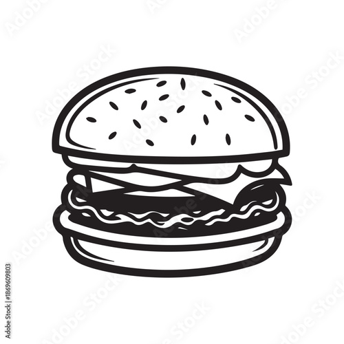  Burger Food icon white background vector design.