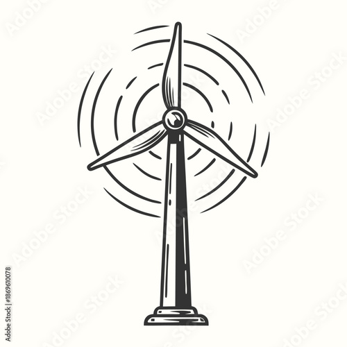 Windmill Turbine Icon for Sustainable Development and Natural Power Sources