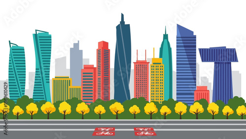 Modern Cityscape with Skyscrapers and Urban Landscape.