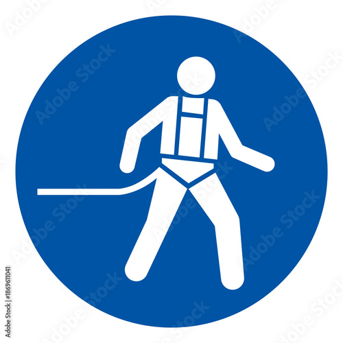 Safety Harness Required Symbol Sign, Vector Illustration, Isolated On White Background Label.EPS10