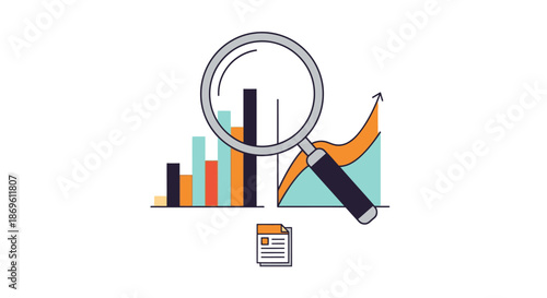 Analyzing Data Trends with Magnifying Glass and Graphs