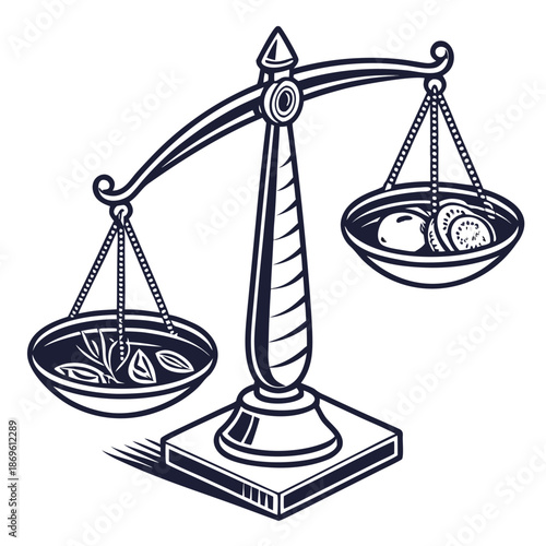 Golden scales of justice on a balanced scale symbolizing law and equality