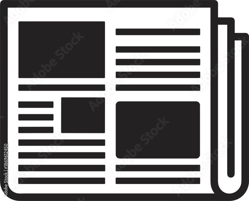 Black and white of a folded newspaper publication