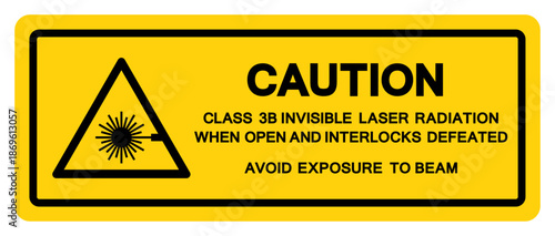 Caution Class 3B Invisible Laser Radiation Symbol Sign,Vector Illustration, Isolate On White Background Label.EPS10