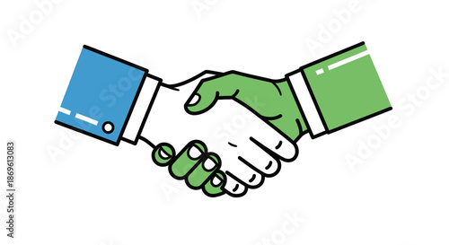 Two individuals engaging in a handshake, symbolizing agreement and partnership