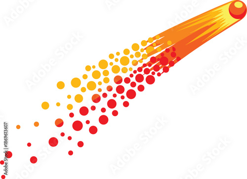 Vibrant comet streaks across sky with colorful glowing trail