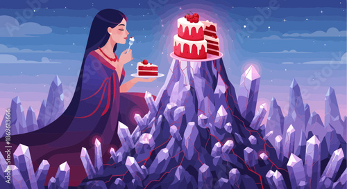 Woman Blowing Candles on Birthday Cake.