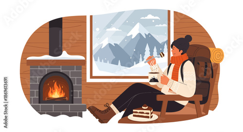 Woman Relaxing in a Cozy Armchair with Book.