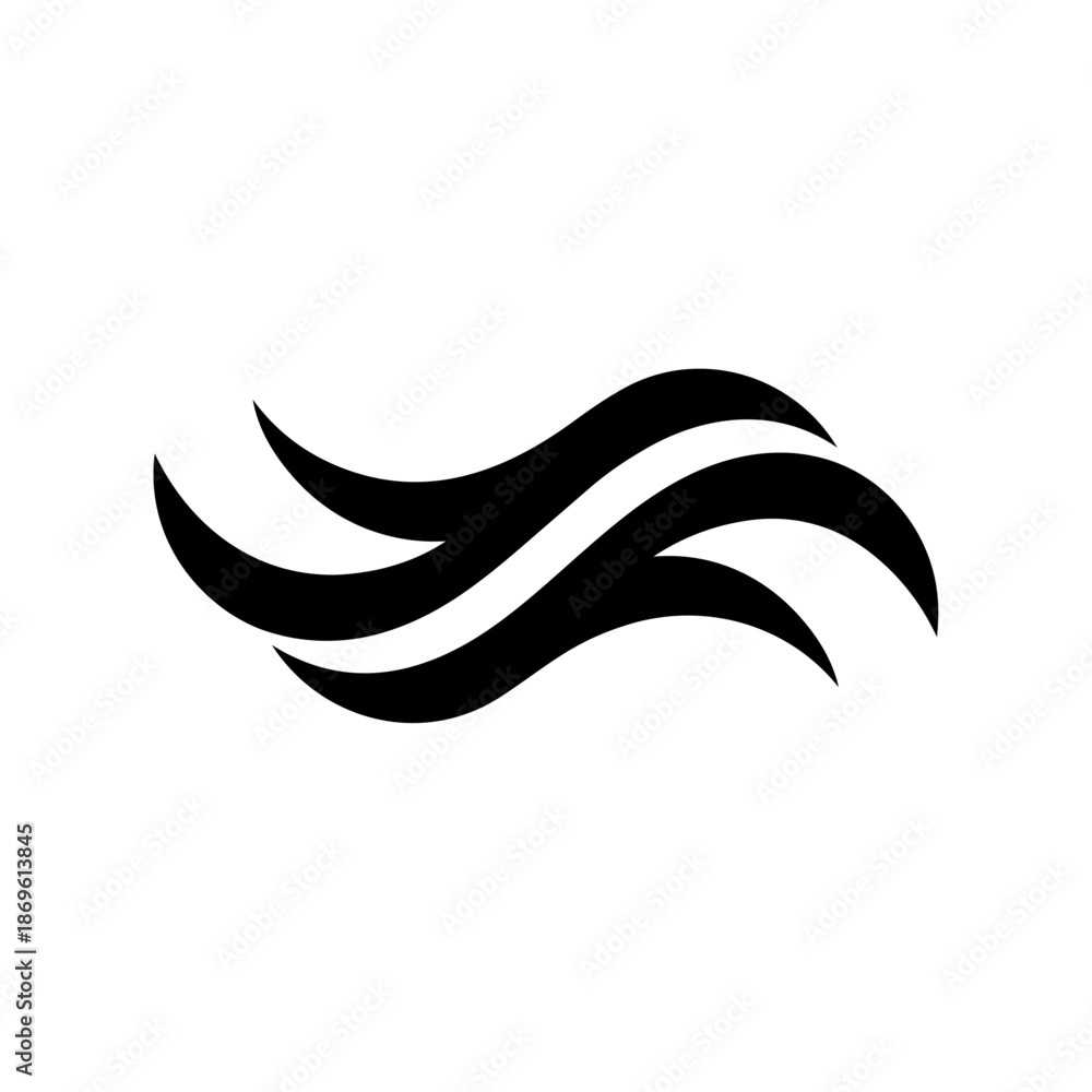 Fototapeta premium Flowing abstract wave lines forming a dynamic mark, representing movement, energy, flexibility, and smooth transformation.