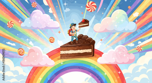 Chocolate Cake with Icing and Sweets.