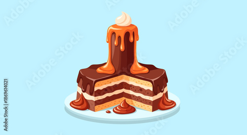 Chocolate Layer Cake with Candle on Top.