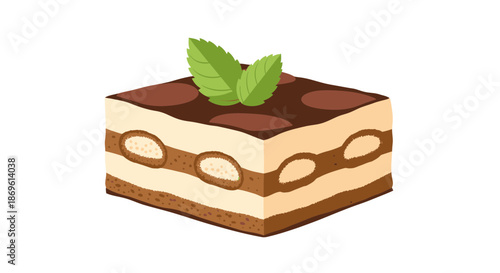 Chocolate Layer Cake with Green Leaves.