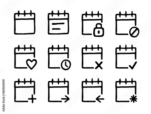 calendar date notes memo icons set