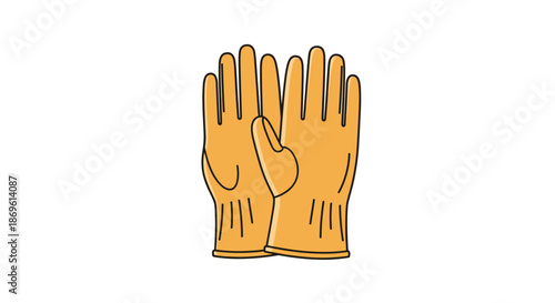 Essential household item: a pair of bright yellow rubber cleaning gloves providing protection for hands during various chores.