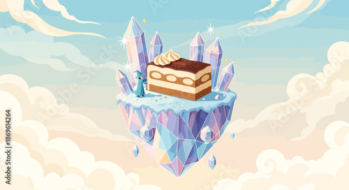 Floating Crystal with Books on Top.