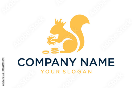 Royal Squirrel with Crown and Coins - Finance Company Logo Design