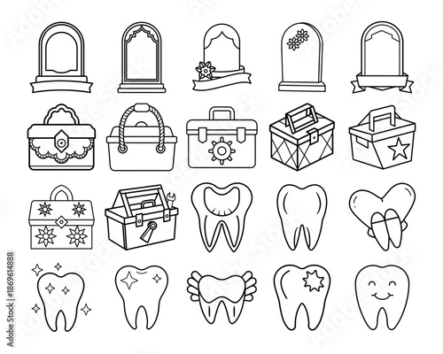 Construction and Industrial Architecture Icon Set for Building Coloring Page and Line Art Design