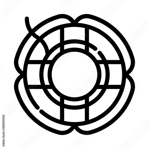 Lifebuoy. This is a vector single icon with a dashed line style. It is suitable for various purposes, including website design, mobile app design, and logo design.