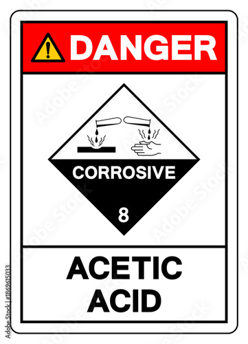 Danger Acetic Acid Symbol Sign, Vector Illustration, Isolate On White Background, Label.EPS10