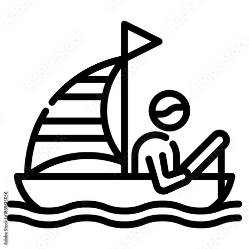 Sailboat. This is a vector single icon with a dashed line style. It is suitable for various purposes, including website design, mobile app design, and logo design.
