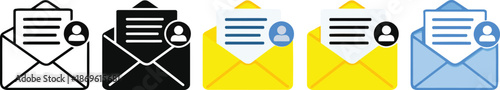 Email Icons Representing Digital Communication:  A collection of email icons illustrating digital communication. This image embodies the essence of modern communication in a straightforward.