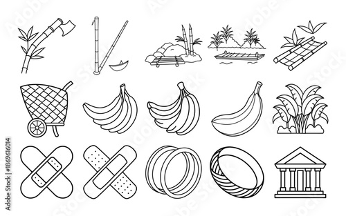 Health and Medicine Icon Set for Coloring Page, Healthcare and Medical Line Art Vector for Education