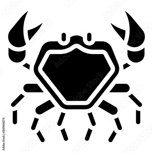 Crab. This is a vector single icon with a solid style. It is suitable for various purposes, including website design, mobile app design, and logo design.