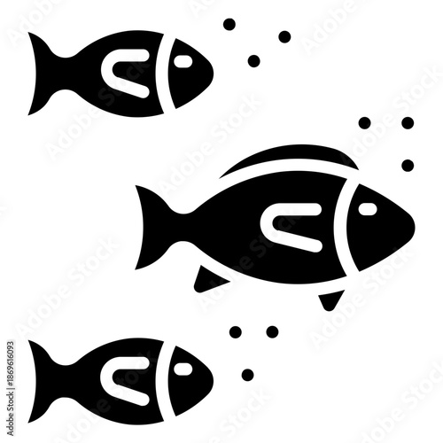 Fish. This is a vector single icon with a solid style. It is suitable for various purposes, including website design, mobile app design, and logo design.