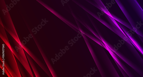 Red and violet shiny glowing stripes abstract neon background. Vector futuristic geometry design