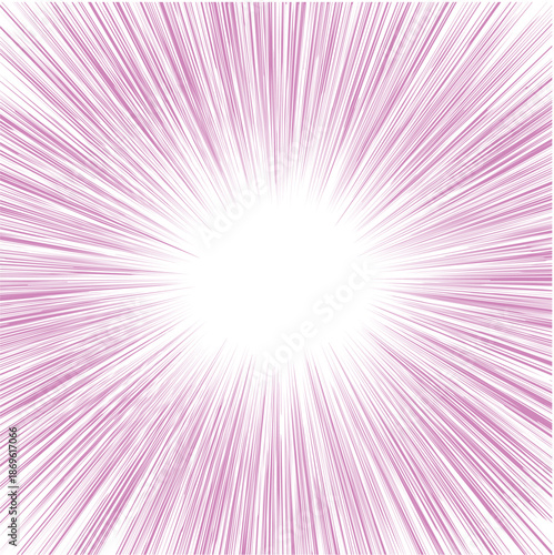 Soft pink radiant light burst glowing from the center. Abstract sunray background with gentle energy lines and bright white core. Spiritual warmth, love, and calming illumination concept.