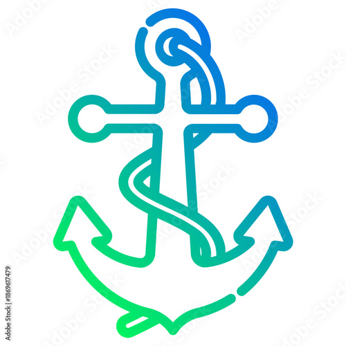 Anchor. This is a vector single icon with a dashed line gradient style. It is suitable for various purposes, including website design, mobile app design, and logo design.