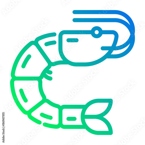 Shrimp. This is a vector single icon with a dashed line gradient style. It is suitable for various purposes, including website design, mobile app design, and logo design.