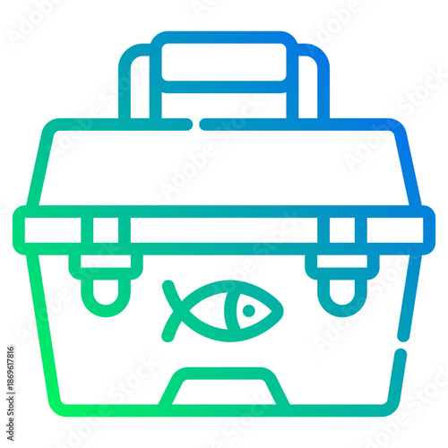 Tackle box. This is a vector single icon with a dashed line gradient style. It is suitable for various purposes, including website design, mobile app design, and logo design.