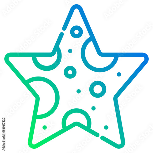 Starfish. This is a vector single icon with a dashed line gradient style. It is suitable for various purposes, including website design, mobile app design, and logo design.