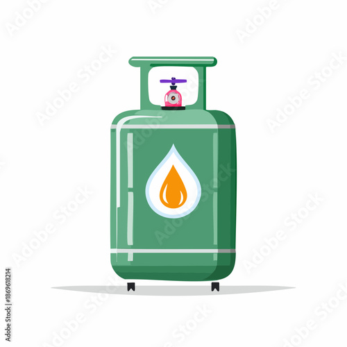 Green Propane Gas Tank Container for Camping and Industrial Needs in Vector