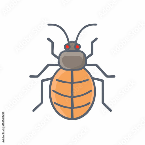 Simple vector illustration of a Bed bug, a small nocturnal insect. Pest control concept.