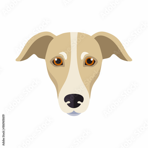 Elegant Dog Portrait Head Illustration with Amber Eyes for Pet Lover Products and Breed Specific Designs