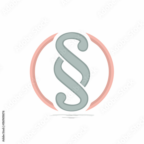Paragraph Symbol Sign Inside Circle. Law and Justice Symbol, Legal Code Icon, Grey Paragraph Sign Illustration.