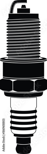 Spark plug for automotive engine ignition system, vehicle part for combustion motor maintenance and repair, cad drawing flat vector illustration