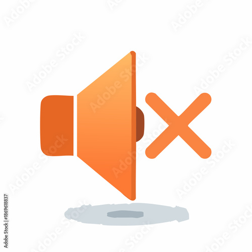 Muted Speaker Icon Orange Symbol for Sound Off or Silence Notification Graphic